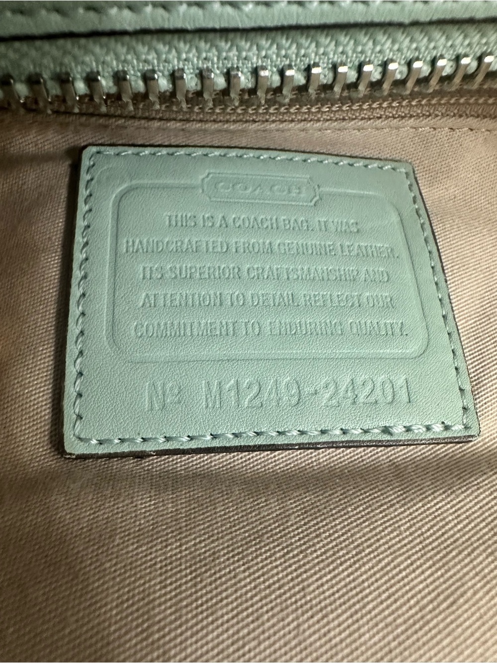 Coach Medium Candace Carryall Aqua Leather Satchel Tote 24201 - Picture 4 of 9
